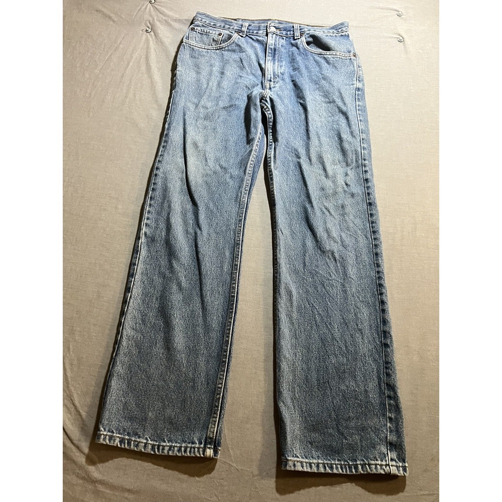 Levis 505 Jeans Mens 34 Blue Denim Mid Rise Medium Wash Straight Leg 34x32 Pants